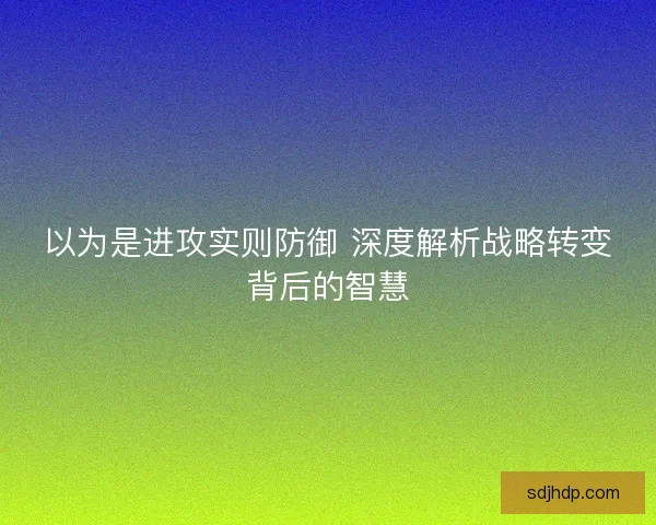 以为是进攻实则防御 深度解析战略转变背后的智慧